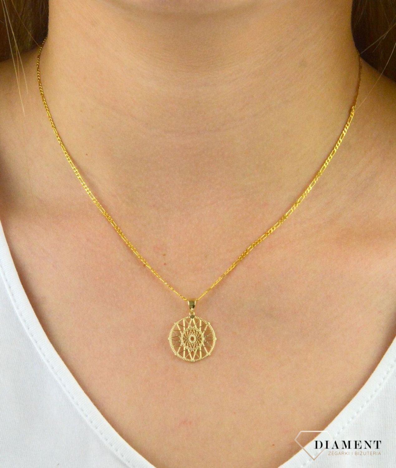 Złota zawieszka ażurowe kółko ZA 6708.  Złota zawieszka. Złota zawieszka kółeczko. Złota zawieszka w kształcie kółka. Idealna zawieszka na prezent. zawieszka dla ukochanej..jpg